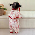 Baby winter baby girl full month fall and winter hundred days dress one-piece princess medium thick chinese style one year old outing one-piece