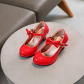 Girls' princess shoes - spring/autumn kids' fashion solid color leather shoes - red student performance dance round toe comfortable flats