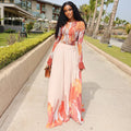 European and american style ins cross-border slimelegant women's round neck color matching a-line skirt waist long sleeves accessible luxury spring & falldress