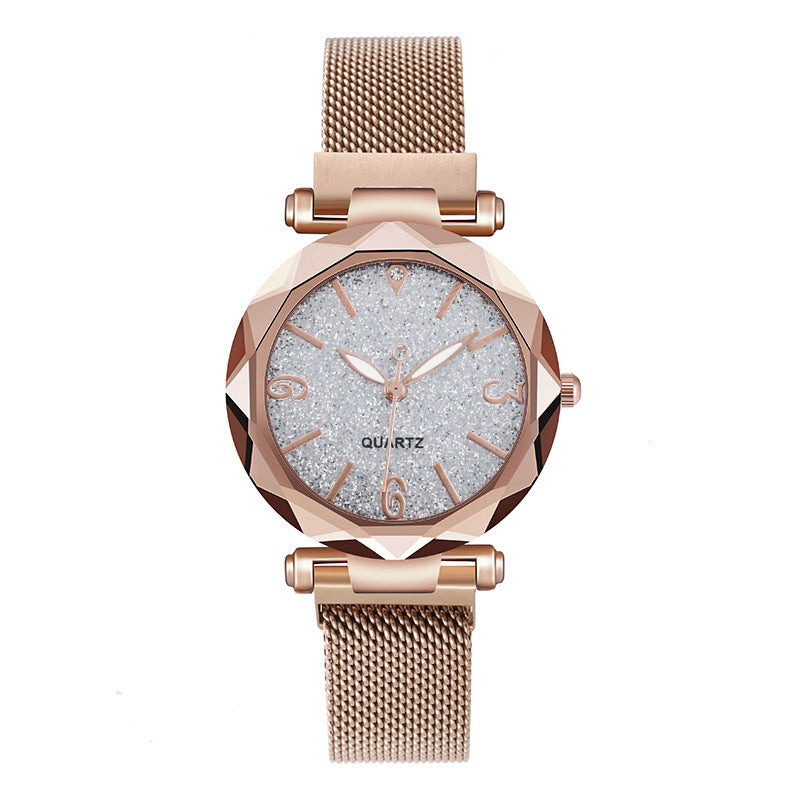 Ready-to-ship wholesale starry sky watches, women's quartz watches with magnetic strap – one-piece dropshipping available