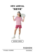 girls' tennis outfit set: pink leopard print short-sleeve top and rose red athletic shorts - summer casual two-piece set for kids