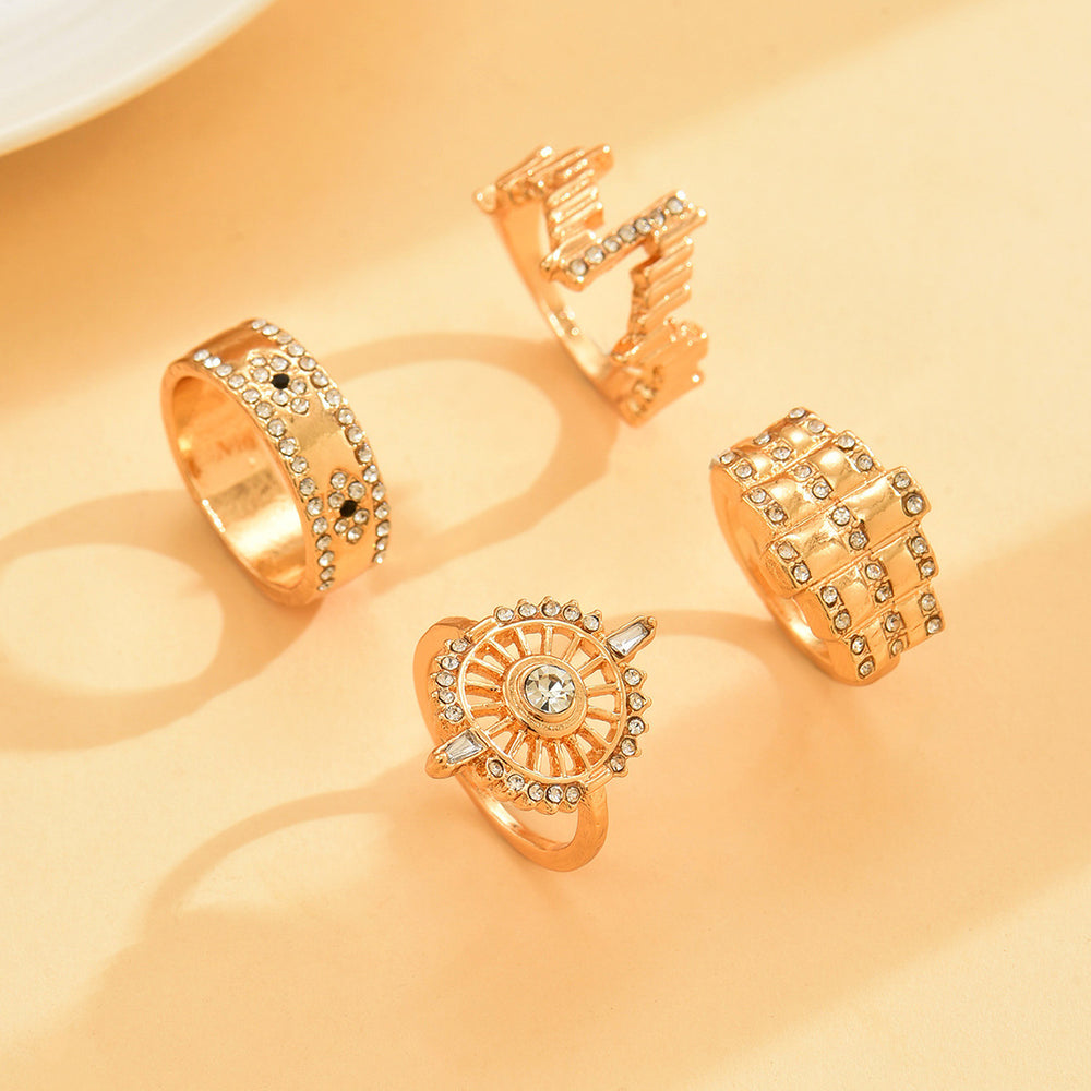 hot-selling fashion diamond ring combination niche design round sun irregular geometric jewelry wholesale