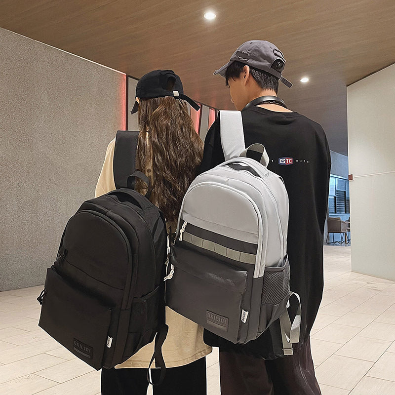 Schoolbag patchworkcontrast colorcasual travel junior high school student backpack large capacity water-repellent abrasion resistant dirty backpack