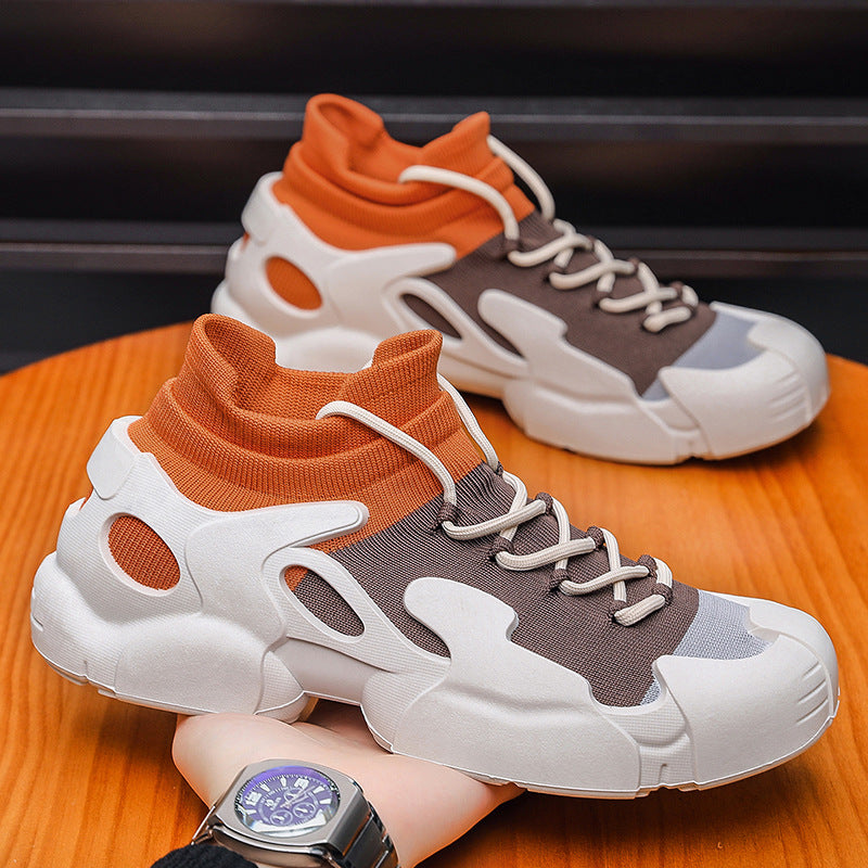 Men's and women's shoes couple spring new arrivaleasiest for matchtrendycasual sports running shoes fly woven socks breathable mesh