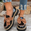 plus sizespring & fallnew arrival loafers women's bows british style leather shoes thick heel thick soleexportretroflats