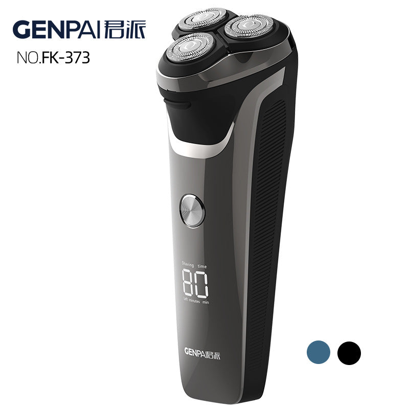 Floating three-blade electric shaver, full body washable, men's razor, digital display, cross-border rotary, dry and wet use