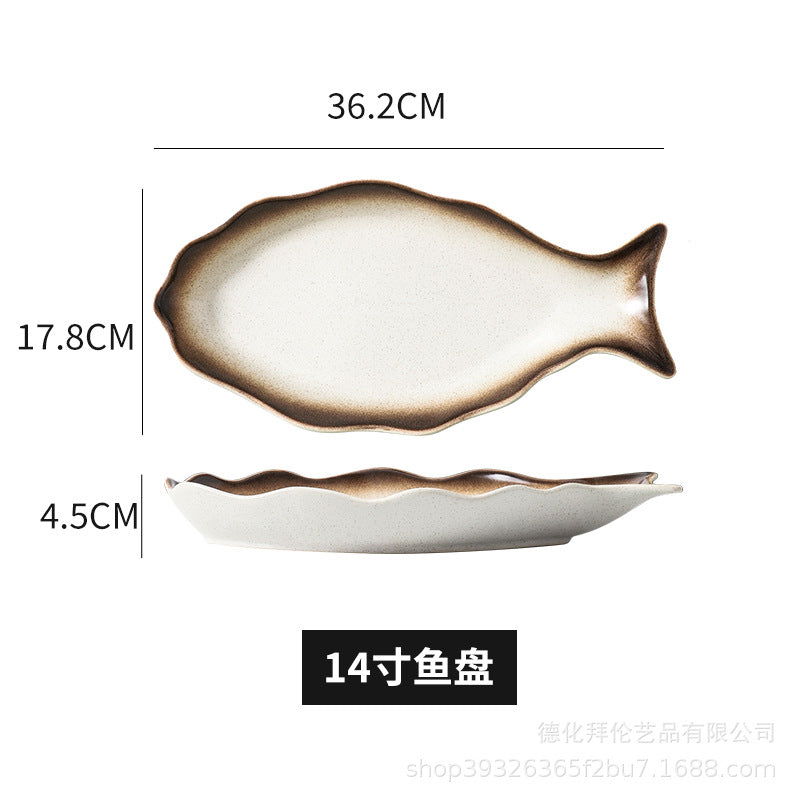 Fish plate ceramic steamed fish plate creative fish plate for home chopped pepper fish head special new arrival large fish plate wholesale