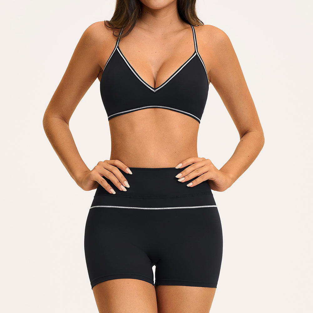 new yoga outfit: high-waisted peach lift, color block, push-up, and beautiful back design - activewear set 9615