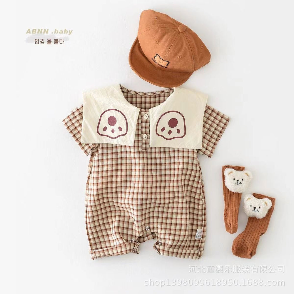 Newborn summer outing clothes baby short sleeve jumpsuit summer thin style male and female baby jumpsuit rompers