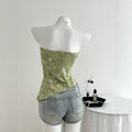 Ready-to-ship 73707#  cross-border fashion summer sheer sequin textured soft & elegant women's bandeau top