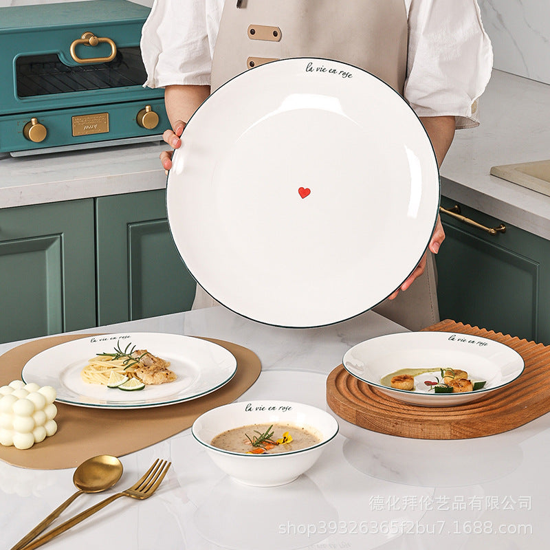 Creative nordic dinnerware western plate steak plate - instagrammable european style white ceramic popular home dinner plate