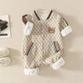 Baby spring autumfashion one-piece hoodie trendy grids male and female baby one-piece double-layer bear style outwear hoodie
