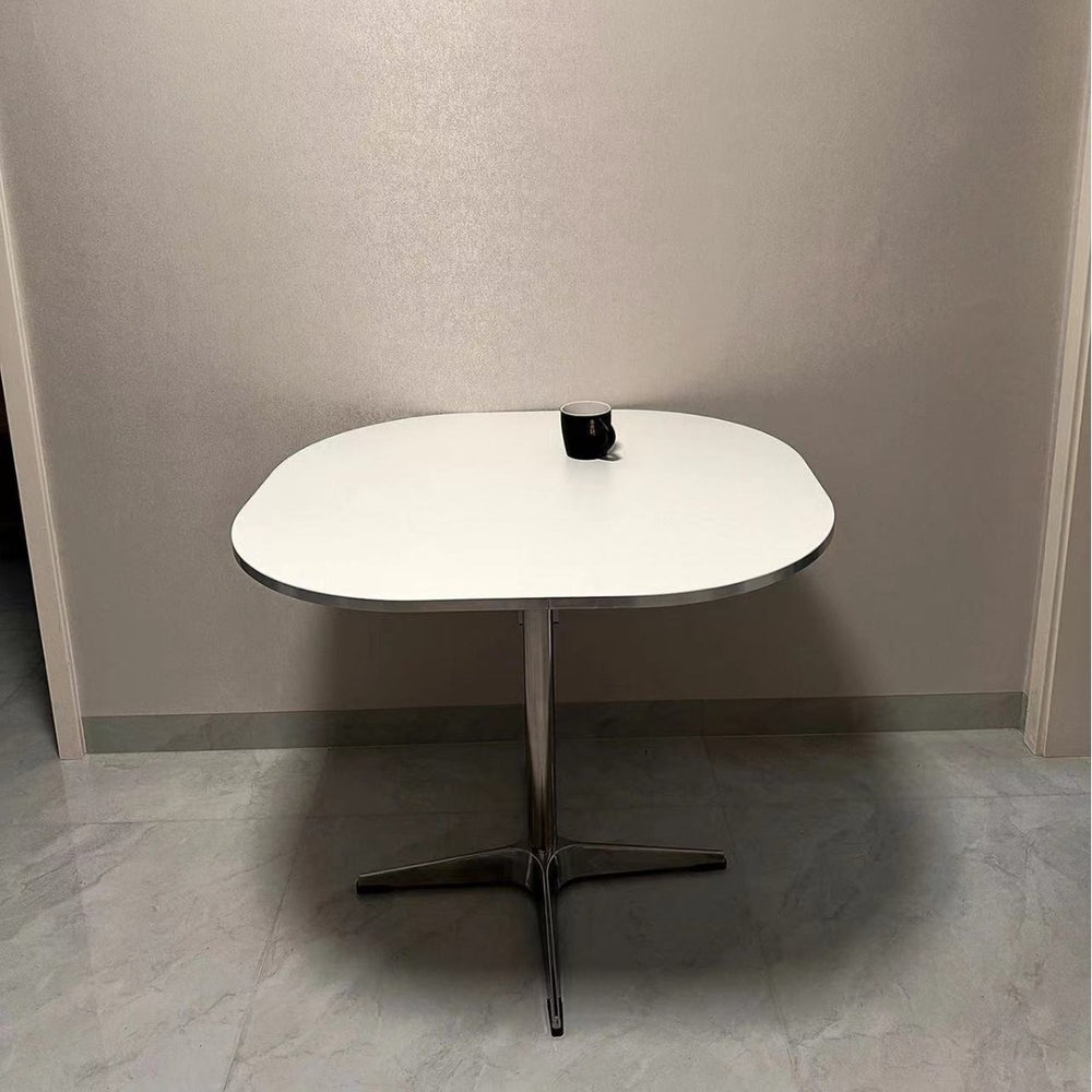 Export eames silver edge dining table modern casual korean round small apartment cafe office table desktop solid wood