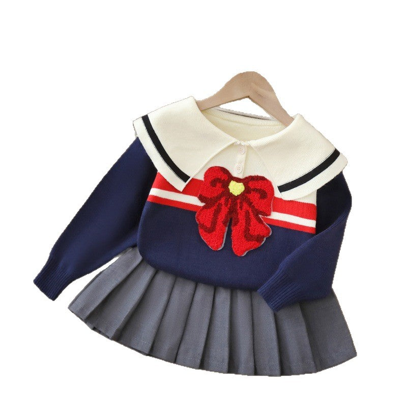 Kids' pullover sweater set -  autumn new collection - preppy style girls' two-piece sweater set