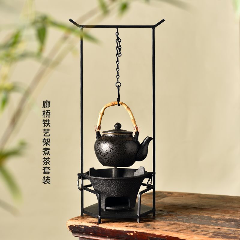 Stove tea kettle suit complete set of cast iron charcoal stove liangyi hook charcoal stove boiling water ceramic for home teapot handle kettle
