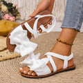new women's plus size flat sandals - fashionable butterfly knot back elastic band casual slip-on beach sandals
