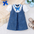 cross-border hot-selling lace bow preppy chic baby girl faux two-piece chanel-inspired princess dress