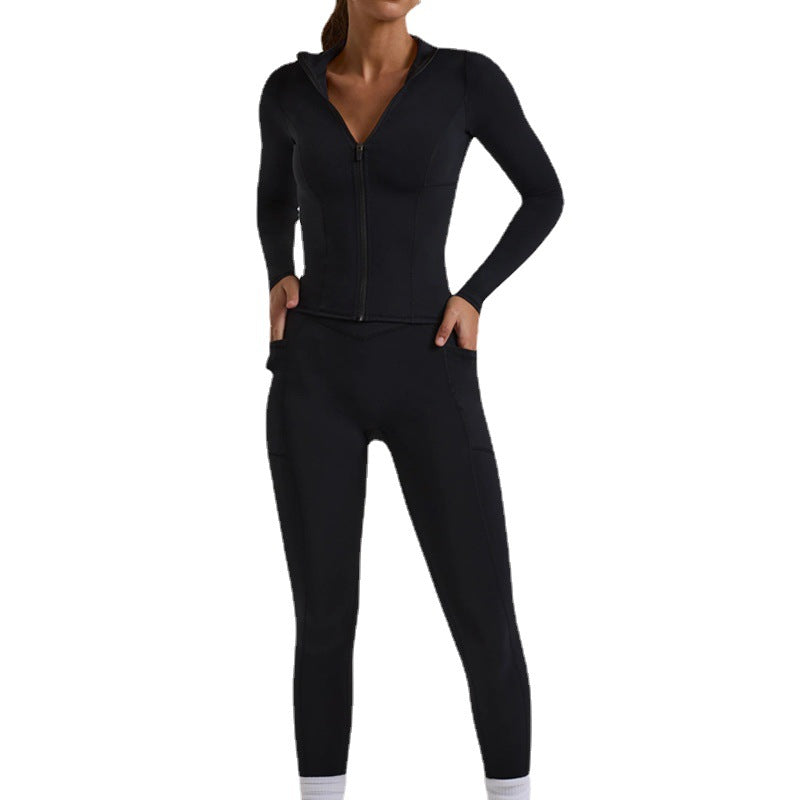 new arrival long-sleeve yoga top and bottom set - premium women's activewear two-piece workout outfit