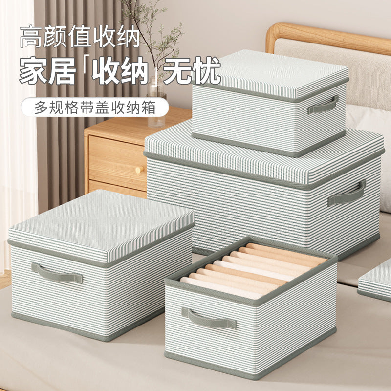 Oxford cloth heaven and earth cover blue striped clothes storage box clothes household finishing artifact box basket toy storage box