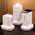 Wireless charging power strip smart home multi-outlet socket with built-in cables, multi-function student usb power board
