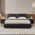 Italian normcore big black cow genuine leather bed casual modern light luxury house classy master bedroom double bed designer wedding bed