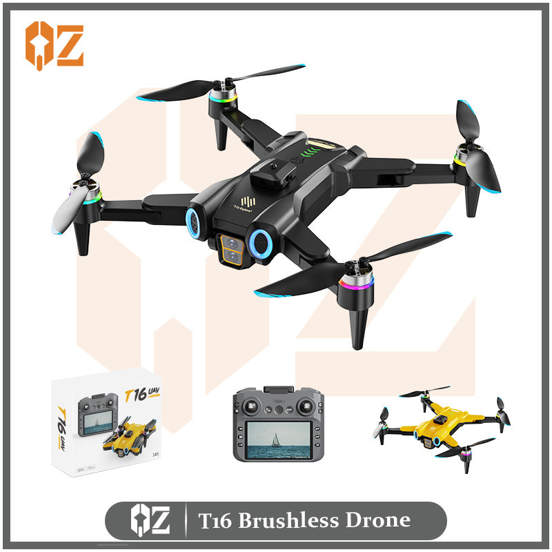 T16 drone: 5g screen control, brushless motor, optical flow hovering, extended flight time, intelligent obstacle avoidance, esc, dual camera remote control aircraft