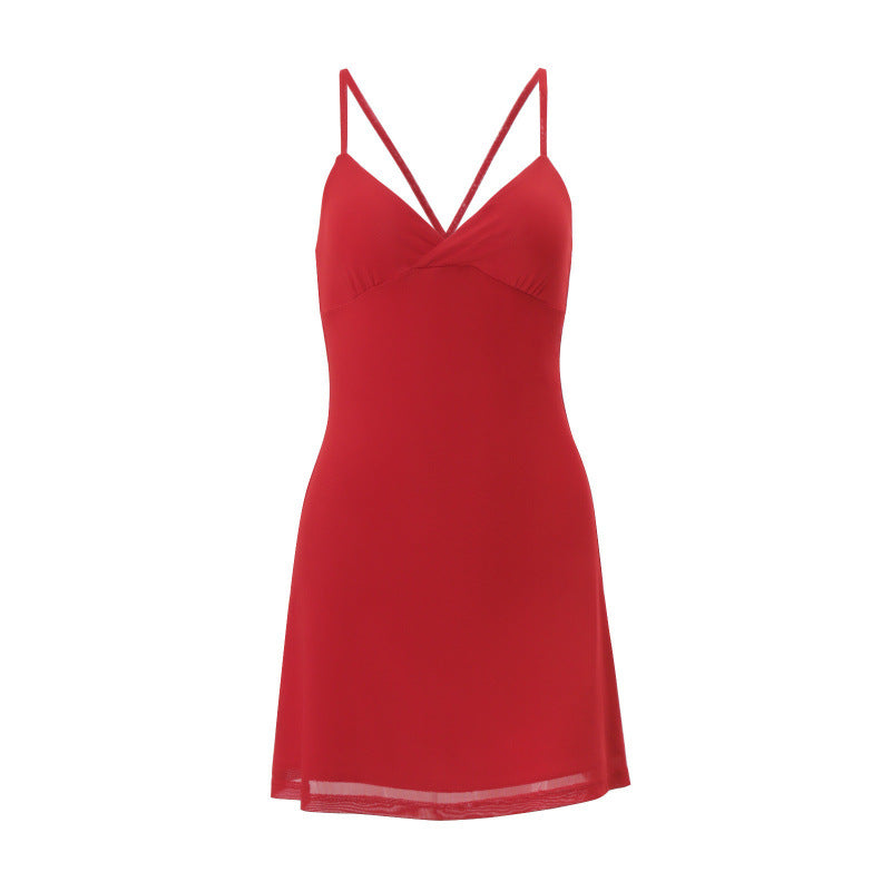 Amazon women's clothing  summer new arrival: solid color v-neck slim-fit street style sexy backless cami bodycon dress
