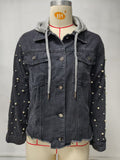 European and american cross-border women's spring new arrivals:  independent store washed beaded long sleeve casual denim jacket top