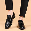 Men's black leather dress shoes - british style, summer breathable, pointed toe, versatile for young professionals and students, black work shoes