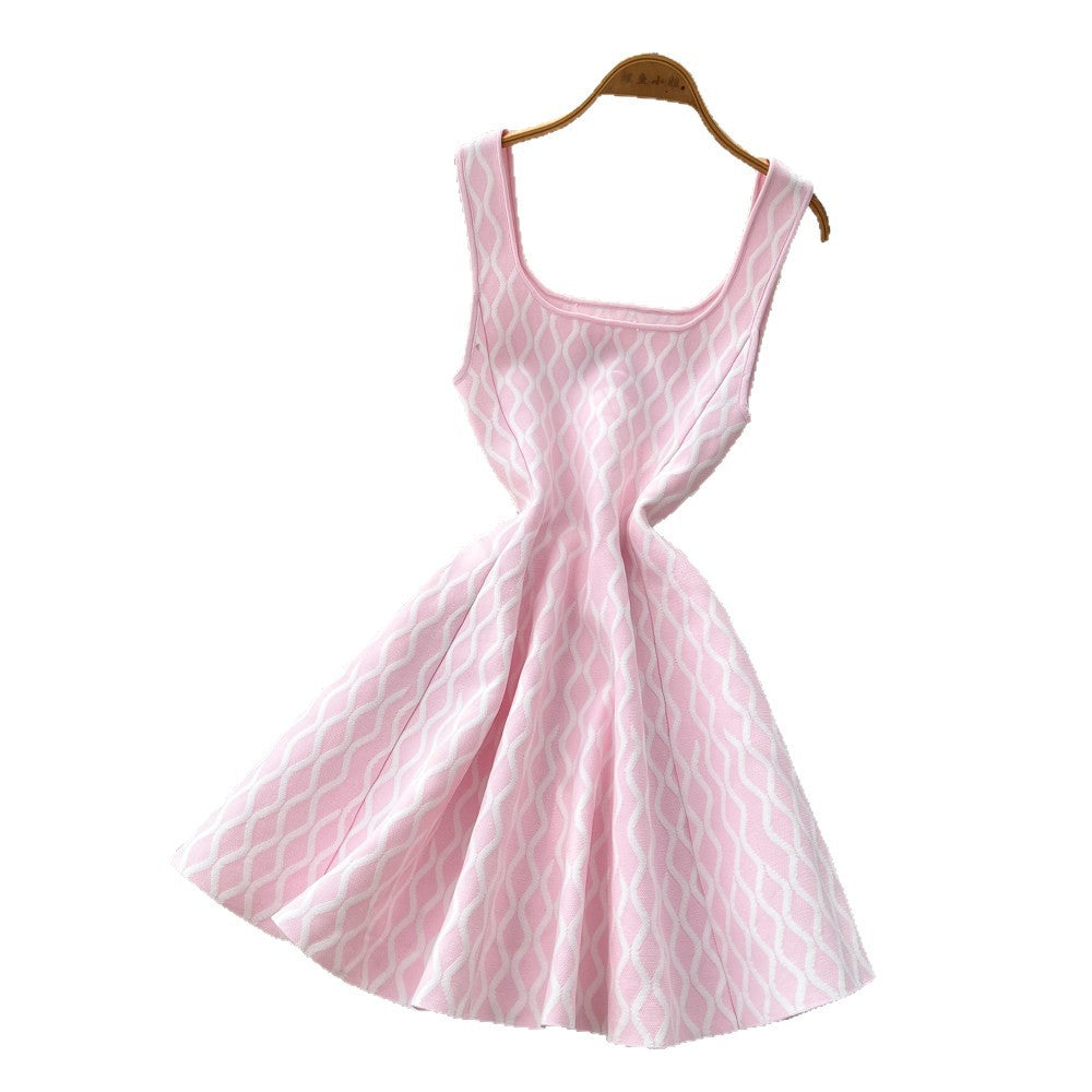French chic sleeveless a-line dress - women's summer korean style high-waisted slimming versatile elegant work dress