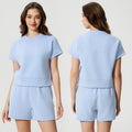 Women's casual activewear set: loose-fit breathable short-sleeve t-shirt & air layer shorts - perfect for yoga & workout