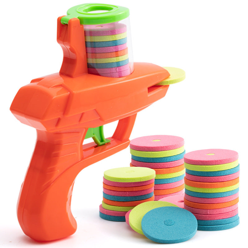 Cross-mirror wholesale decompression soft bullet gun family outdoor kids toys flying disc toy gun children's outdoor battle game