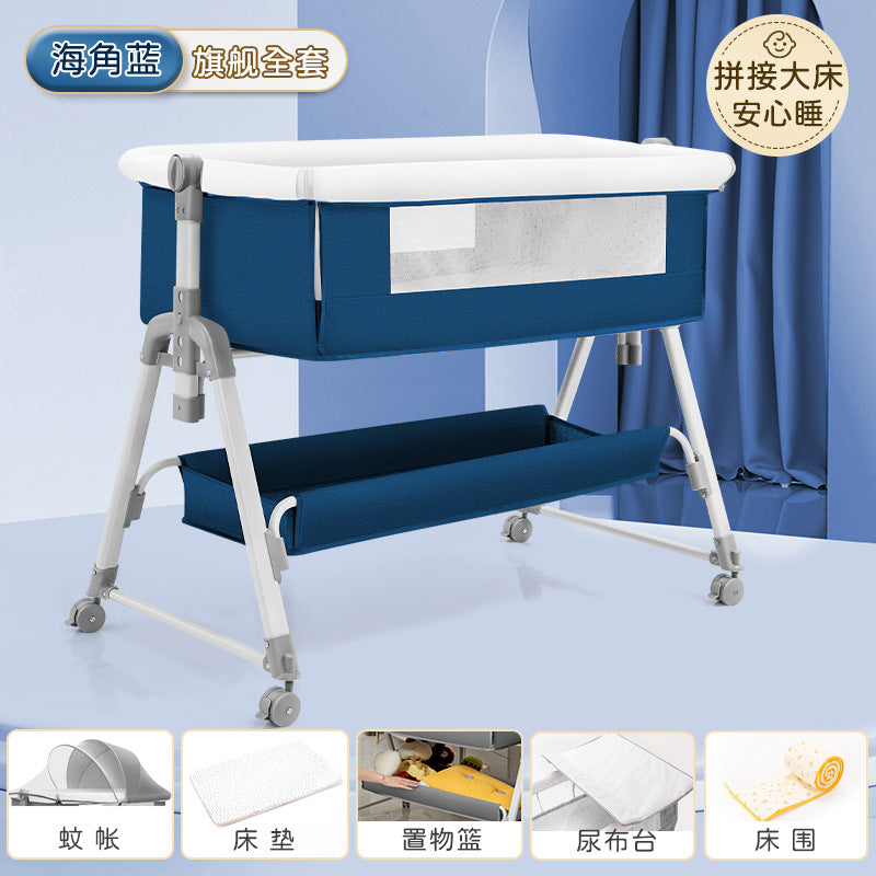 Baby crib baby rocking bed patchwork large bed kids multifunctional foldable adjustable bb newborn toddler cradle bed