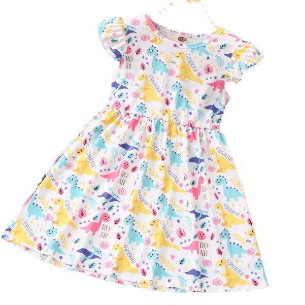 fashionexport children's clothing flying sleeve dinosaur dress