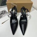Az2024 summer new arrivals: black python print buckled stiletto mules - trendy pointed-toe open-back sweet style