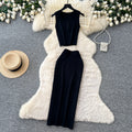 Luxury minimalist sleeveless knit two-piece set for women - summer casual commute high-waisted slimming fit