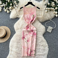 french riviera style printed knit bodycon dress - high-waisted, slim-fit, and figure-flattering for the modern woman
