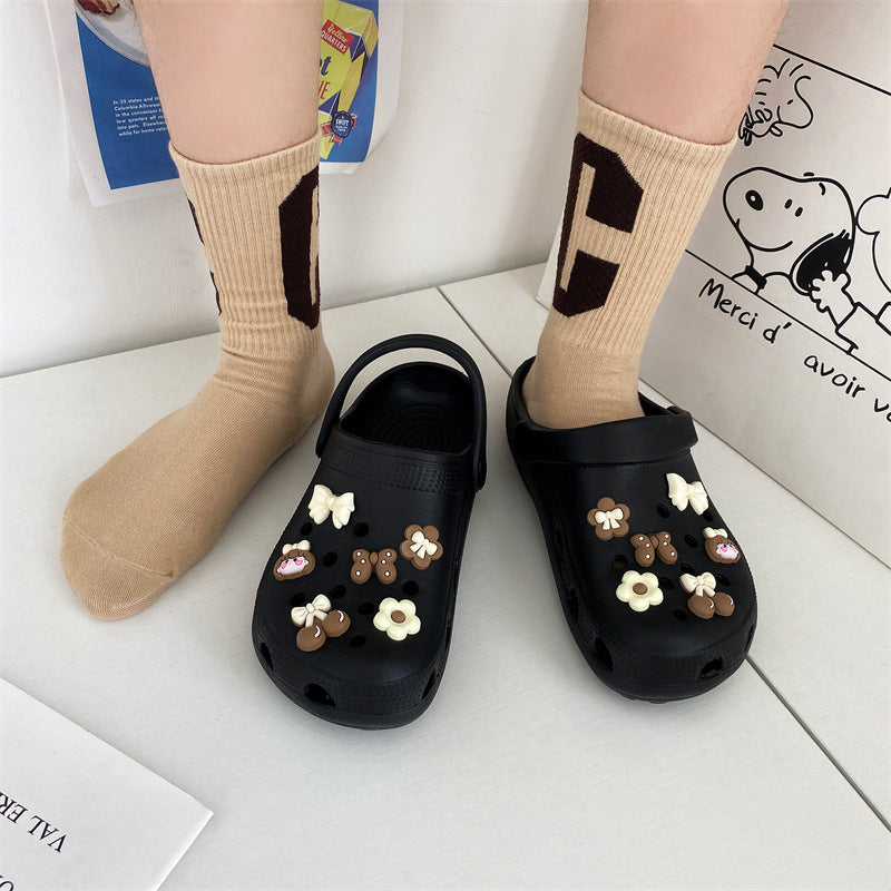 Sweet girl heart crocs women's cute student baotou outwearnon-slip stomping on shit soft sole thick sole sandals women's summer