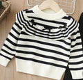 Girls' knitted sweater two-piece set -  autumn/winter new collection - baby girl striped pants outfit