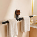 Suction cup walnut wood grain towel bath towel single pole normcore hanging rod storage rack towel rack medieval style suction cup towel bar