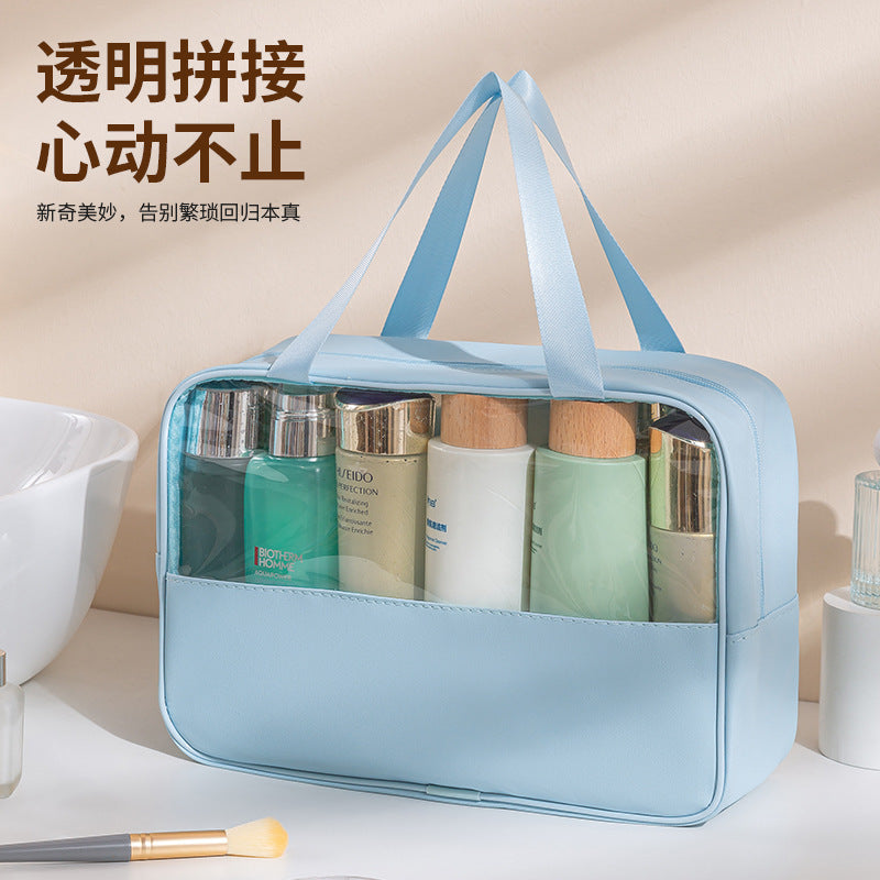 Splicing cosmetic bag women's large-capacity portable travel storage bag Splicing PVC cosmetics washing storage bag can be determined