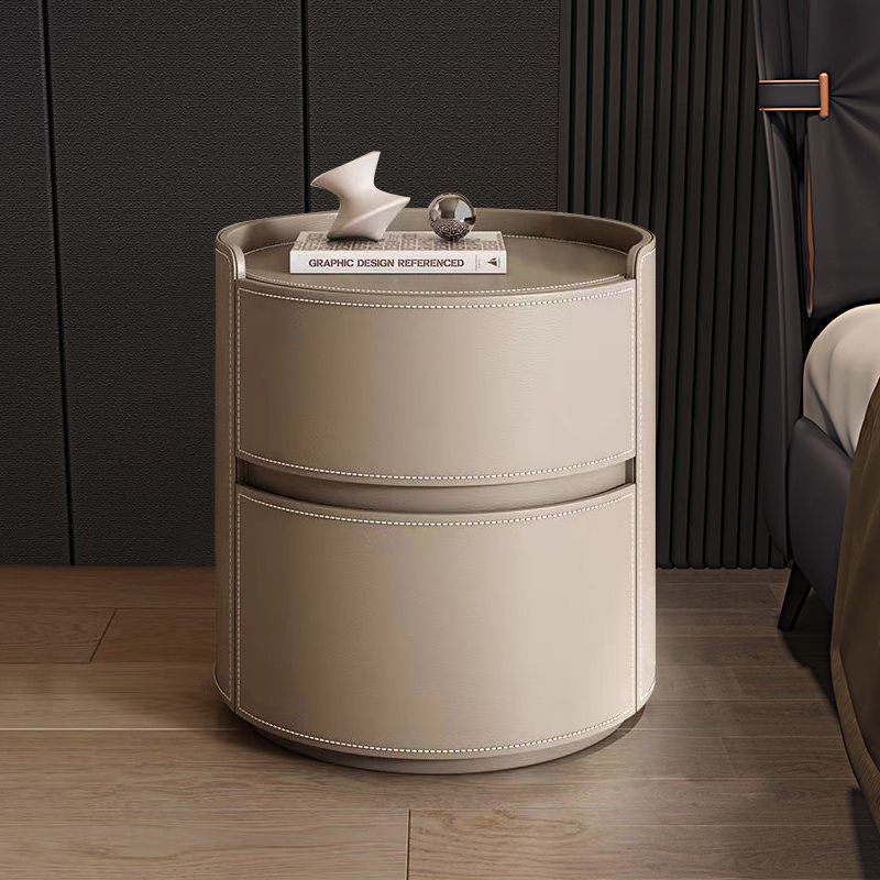 Creative design bedside table solid wood saddle leather  new modern minimalist light luxury high-end bedroom
