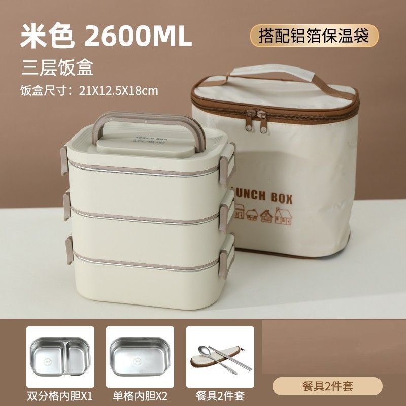 Stainless steel insulated lunch box with dividers - perfect for students and professionals. portable, multi-layered, and microwave-safe