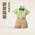 Kids' short-sleeve shirt summer new arrival birthday outfit korean style boys' set overalls children's clothing set