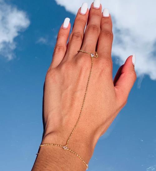 European and american cross-border zircon mitten bracelet for women, gold bead ring chain, simple fashion jewelry new product