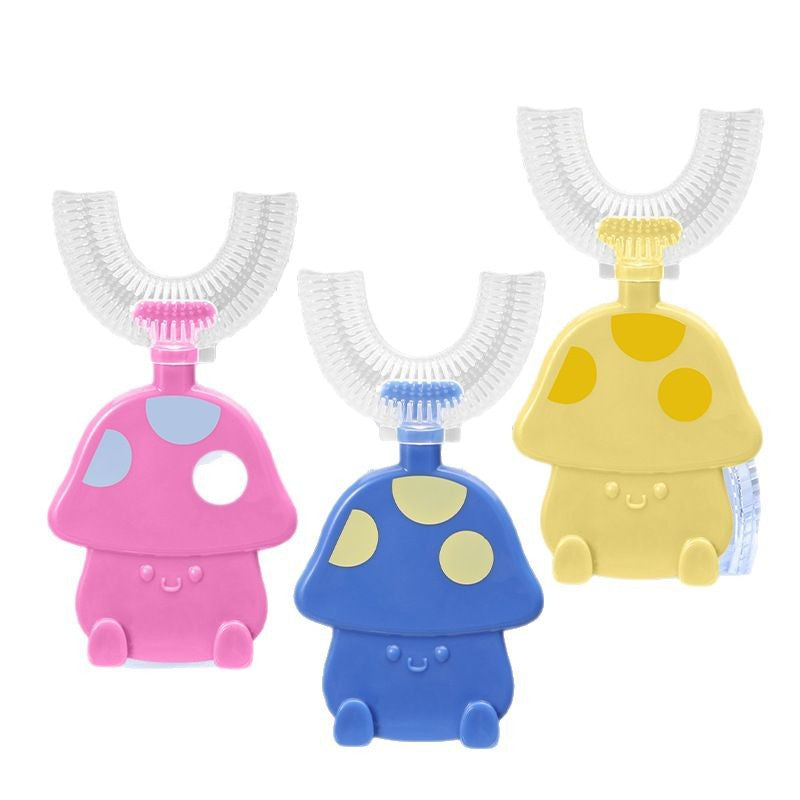 Cartoon children's U-shaped toothbrush, silicone toothbrush, infant and toddler oral soft-bristled brushing artifact