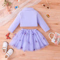 new girls' long-sleeve jacket + vest + skirt three-piece set - spring/autumn mesh skirt outfit for little girls