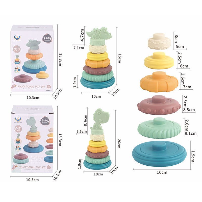 Cross-border export  baby vinyl stacking high early education cognitive soft glue stacking music baby stacking ring toy