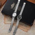 watch fashion oval bamboo steel band women's watch casualcasualpopular live broadcast silver wrist watch 1