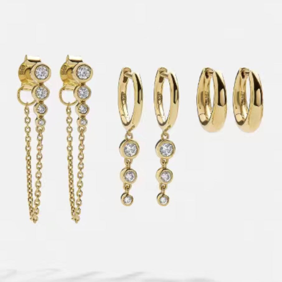 Amazon top list cross-border ins women's earrings 8 pairs earring set imitation 14k gold factory direct sales combination set